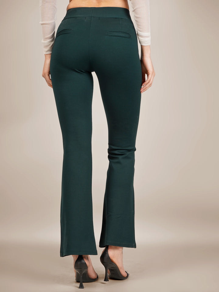 URBAN CONTOUR BELL BOTTOM HIGH WAIST BOTTLE GREEN JEGGING