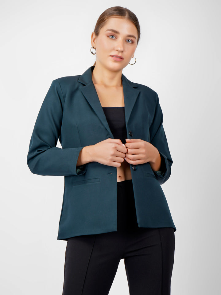 CLASSIC SINGLE BREASTED BOTTLE GREEN BLAZER PLUS SIZE