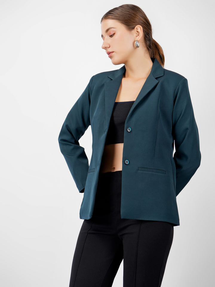CLASSIC SINGLE BREASTED BOTTLE GREEN BLAZER PLUS SIZE