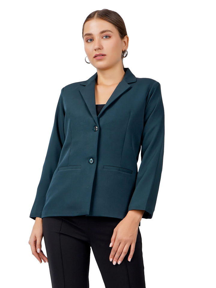 CLASSIC SINGLE BREASTED BOTTLE GREEN BLAZER PLUS SIZE