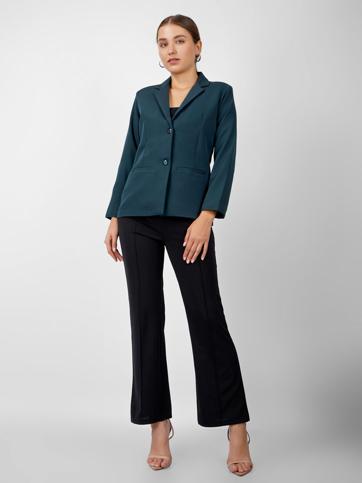 CLASSIC SINGLE BREASTED BOTTLE GREEN BLAZER PLUS SIZE