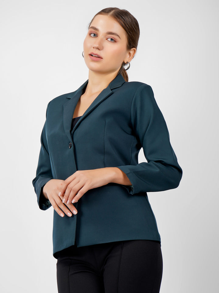 CLASSIC SINGLE BREASTED BOTTLE GREEN BLAZER PLUS SIZE