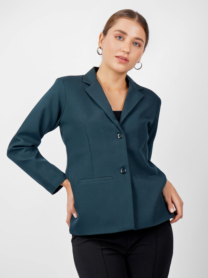CLASSIC SINGLE BREASTED BOTTLE GREEN BLAZER PLUS SIZE