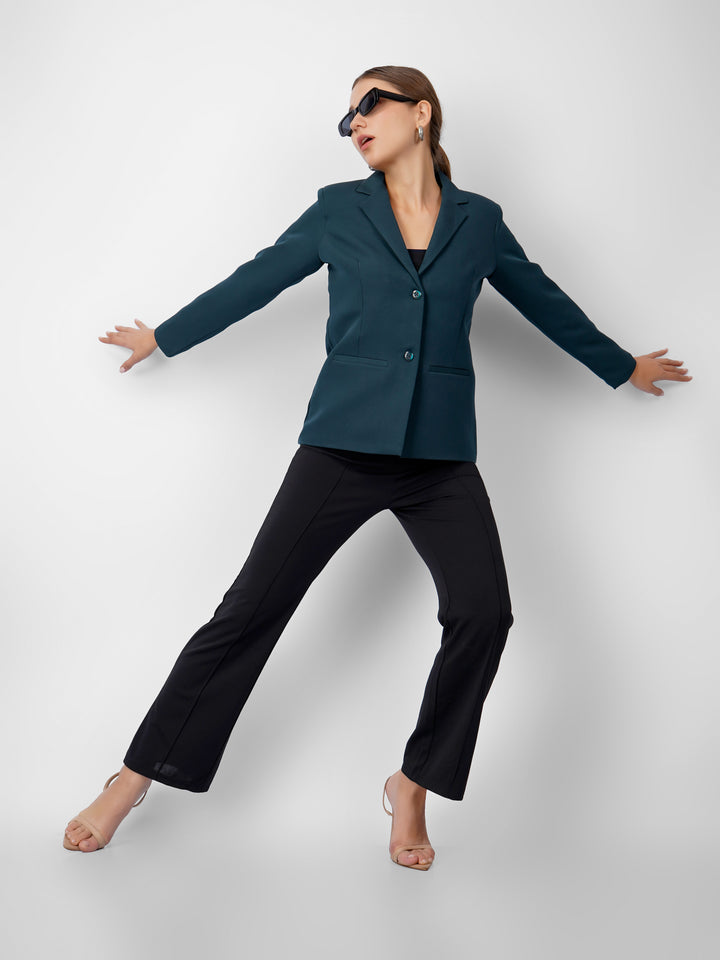 CLASSIC SINGLE BREASTED BOTTLE GREEN BLAZER PLUS SIZE