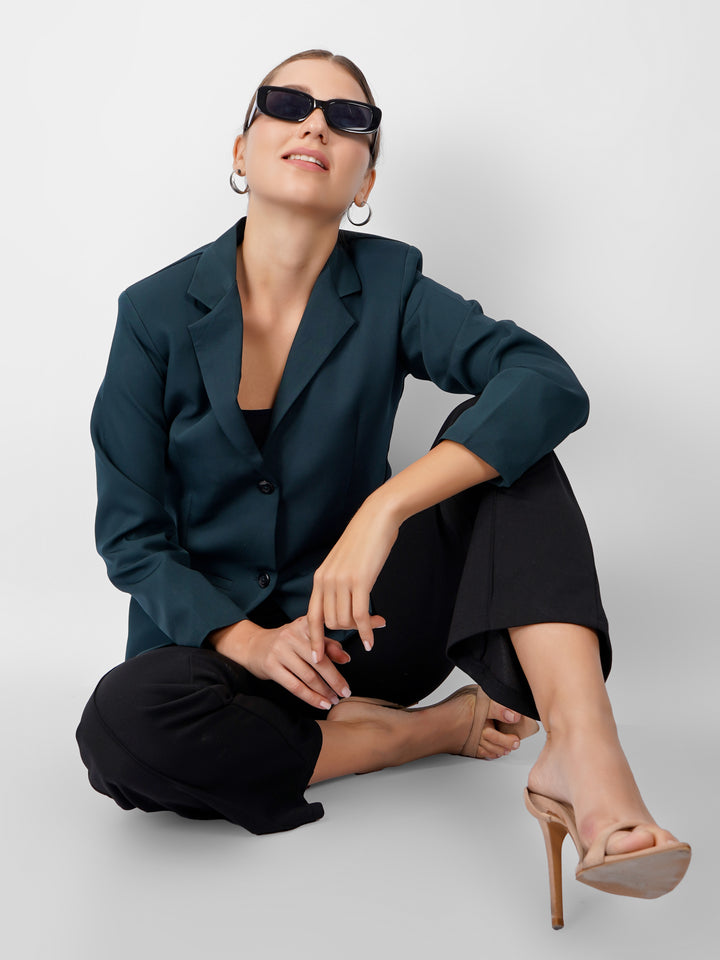 CLASSIC SINGLE BREASTED BOTTLE GREEN BLAZER PLUS SIZE