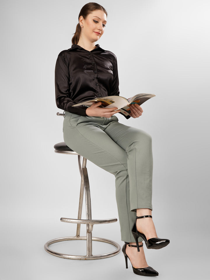 FORMAL STRAIGHT MINT GREEN COLORED TROUSER PLUS SIZE