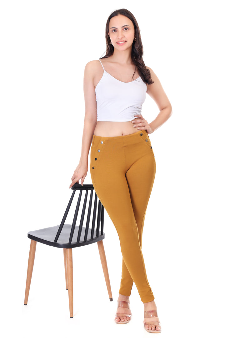 FLATLINE HIGH FIT MUSTARD JEGGING