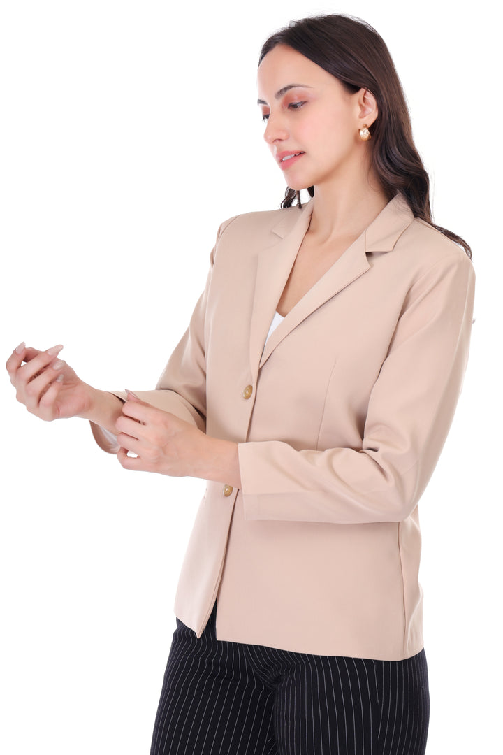 CLASSIC SINGLE BREASTED BEIGE BLAZER PLUS SIZE