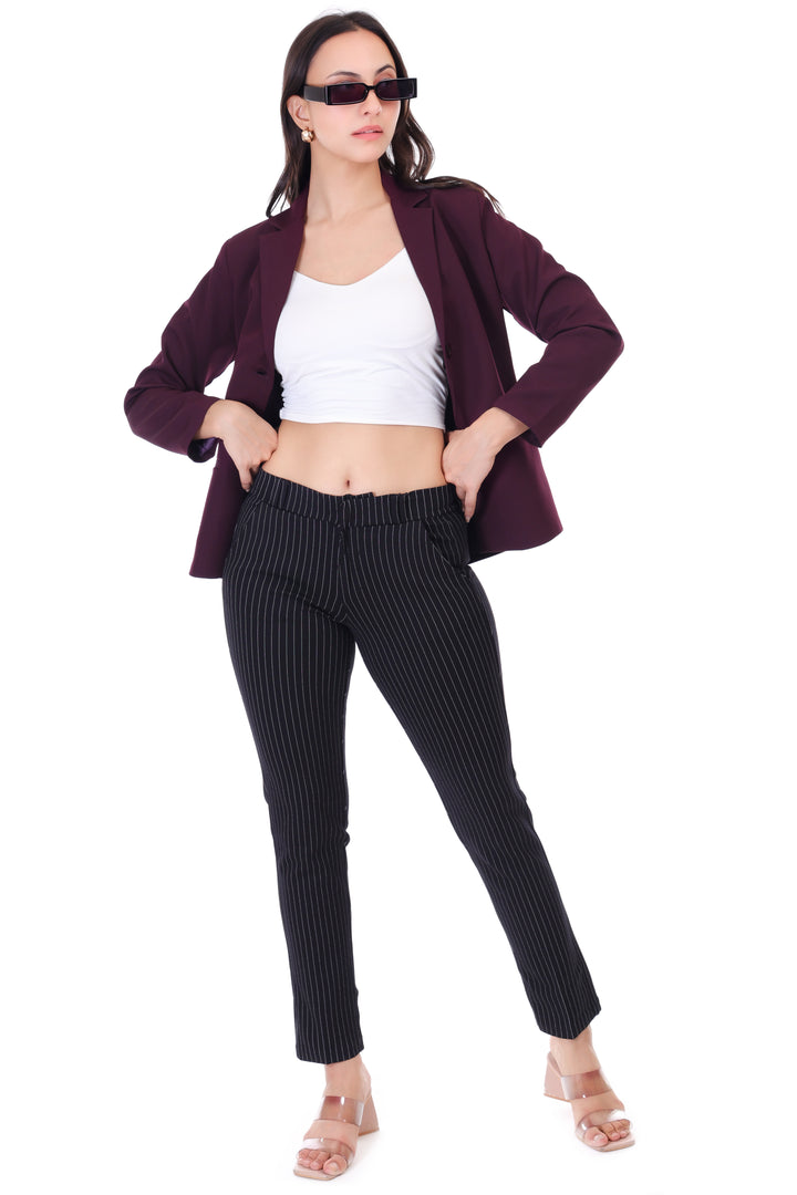 CLASSIC SINGLE BREASTED WINE BLAZER PLUS SIZE