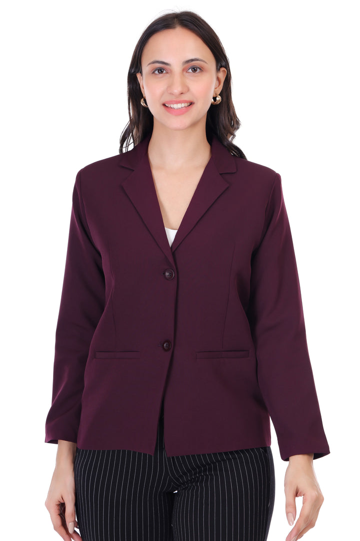 CLASSIC SINGLE BREASTED WINE BLAZER PLUS SIZE