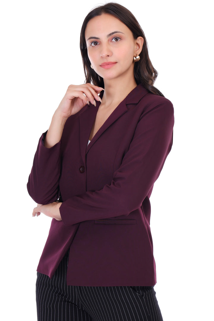 CLASSIC SINGLE BREASTED WINE BLAZER PLUS SIZE