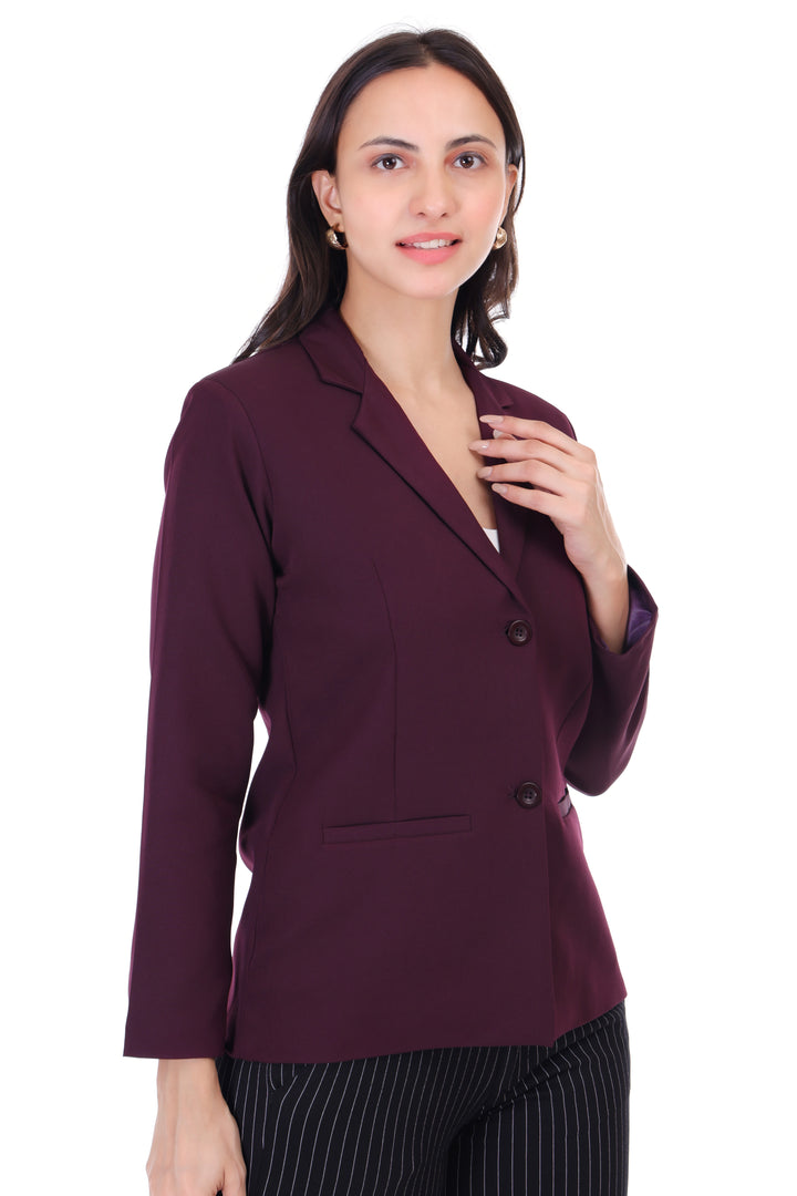 CLASSIC SINGLE BREASTED WINE BLAZER PLUS SIZE