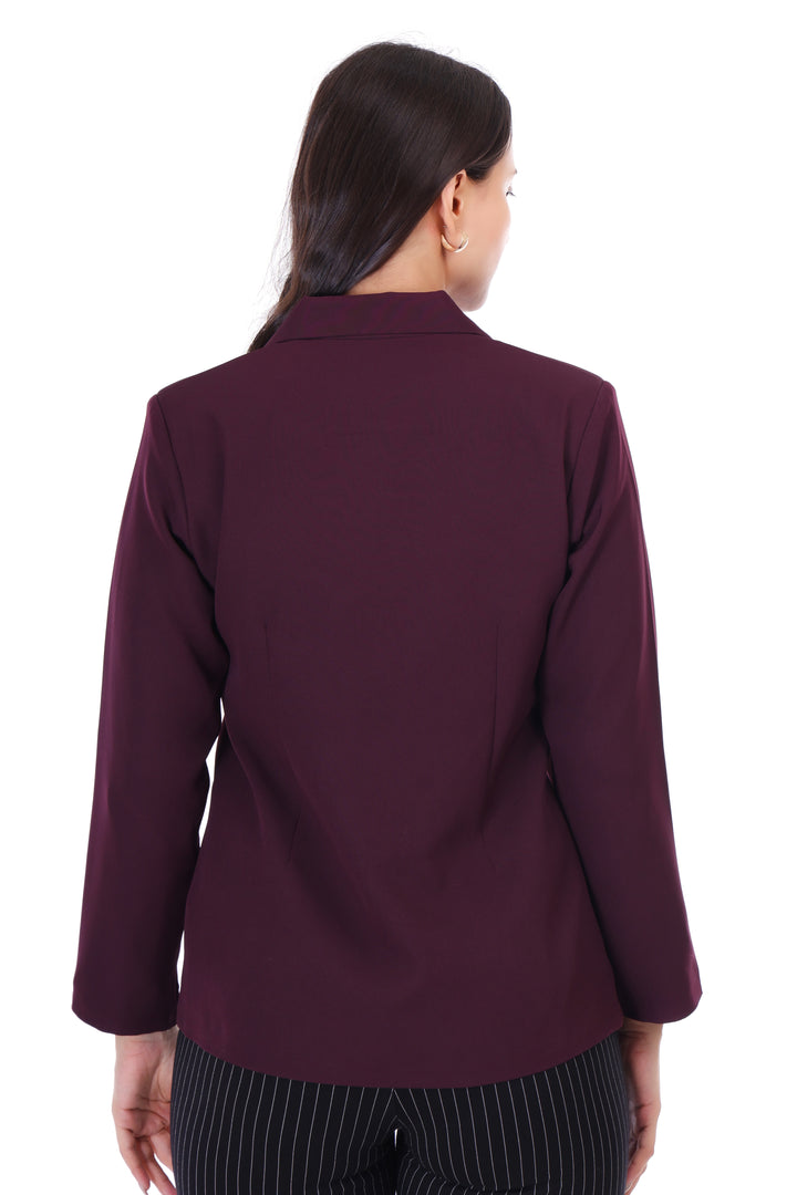 CLASSIC SINGLE BREASTED WINE BLAZER PLUS SIZE