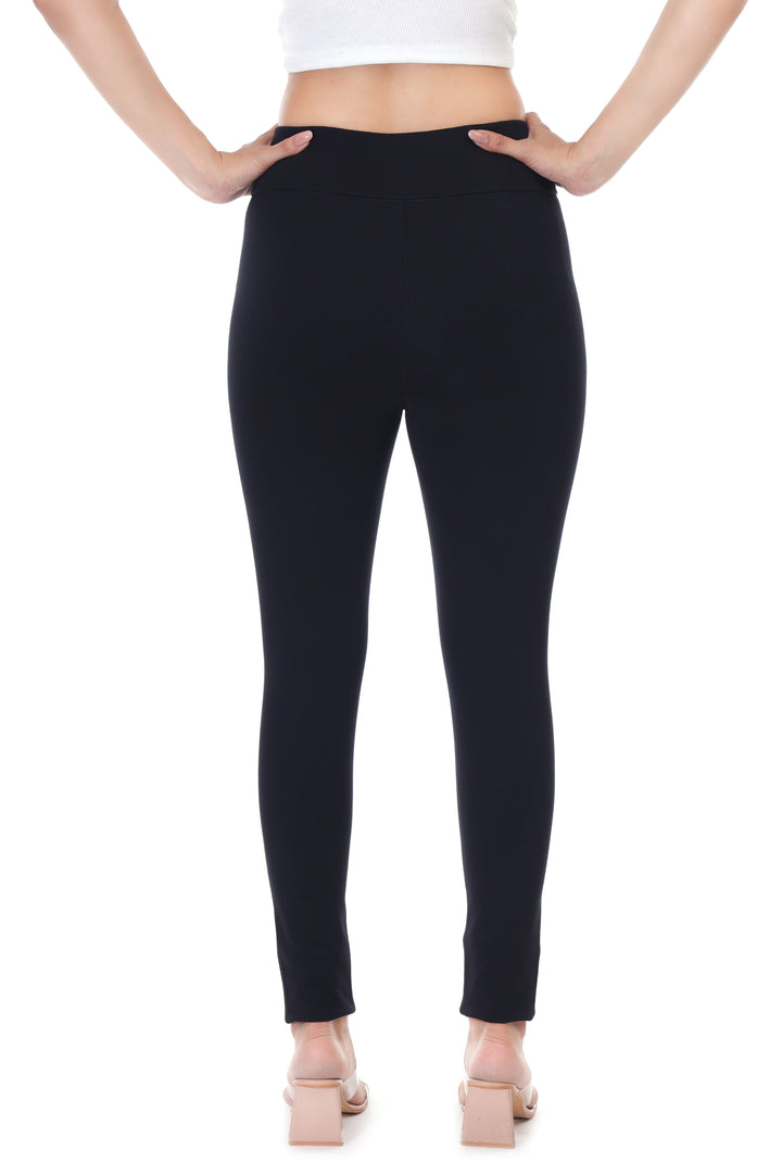 BUTTONED GRACE BELTED BLACK JEGGING