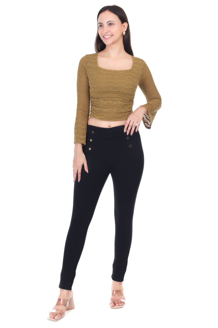 HIGH WAISTED BUTTONED ELAN JEGGING