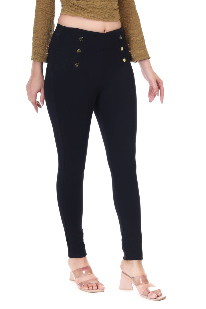 HIGH WAISTED BUTTONED ELAN JEGGING