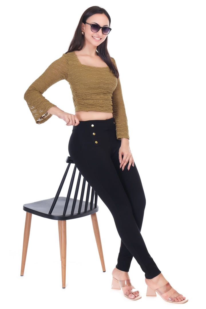 HIGH WAISTED BUTTONED ELAN JEGGING