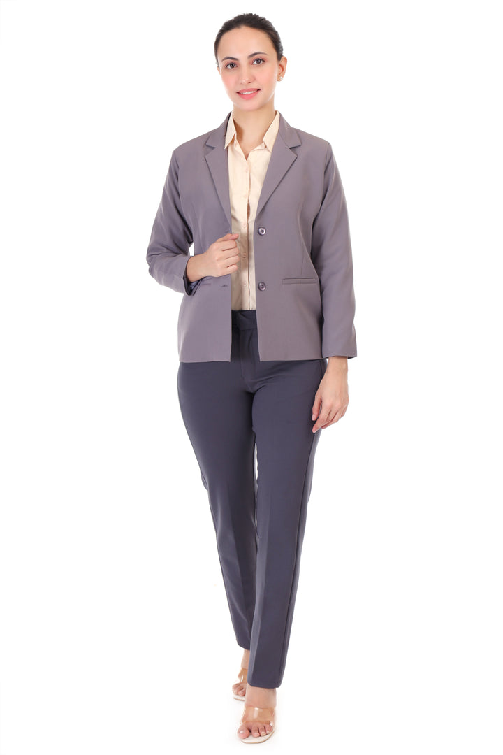 CLASSIC SINGLE BREASTED DARK GREY BLAZER PLUS SIZE