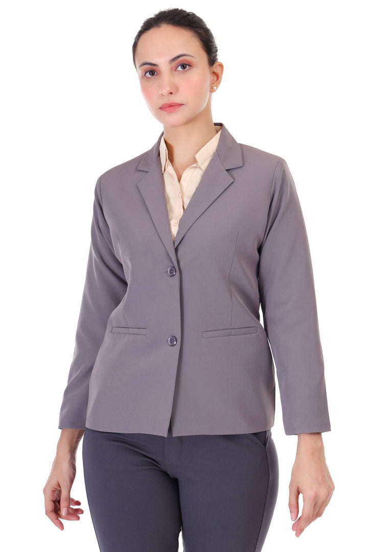 CLASSIC SINGLE BREASTED DARK GREY BLAZER PLUS SIZE