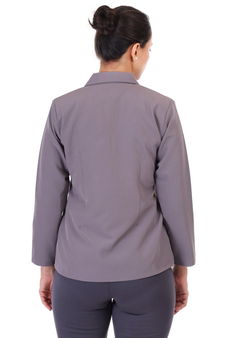 CLASSIC SINGLE BREASTED DARK GREY BLAZER PLUS SIZE