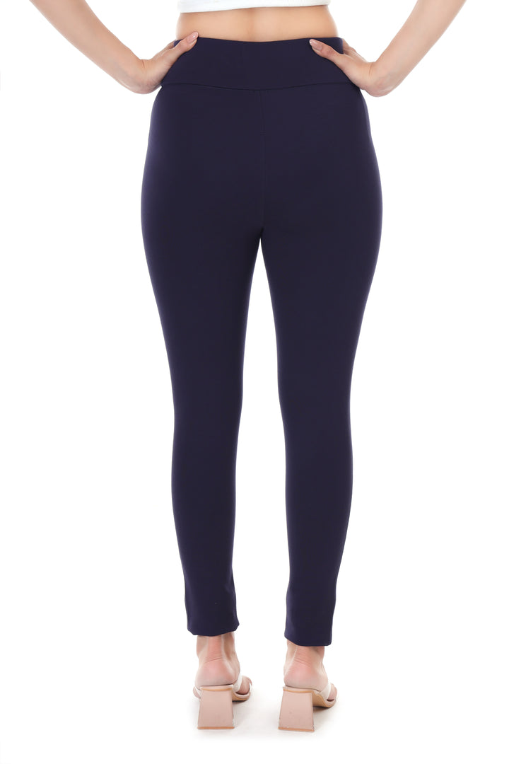 BUTTONED GRACE BELTED NAVY BLUE JEGGING