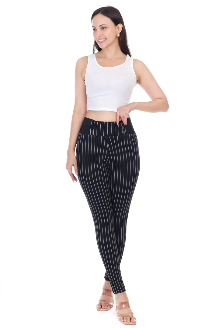 PINSTRIPPED HIGH WAIST JEGGING