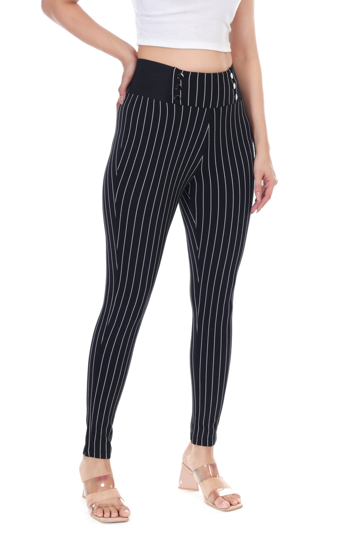 PINSTRIPPED HIGH WAIST JEGGING