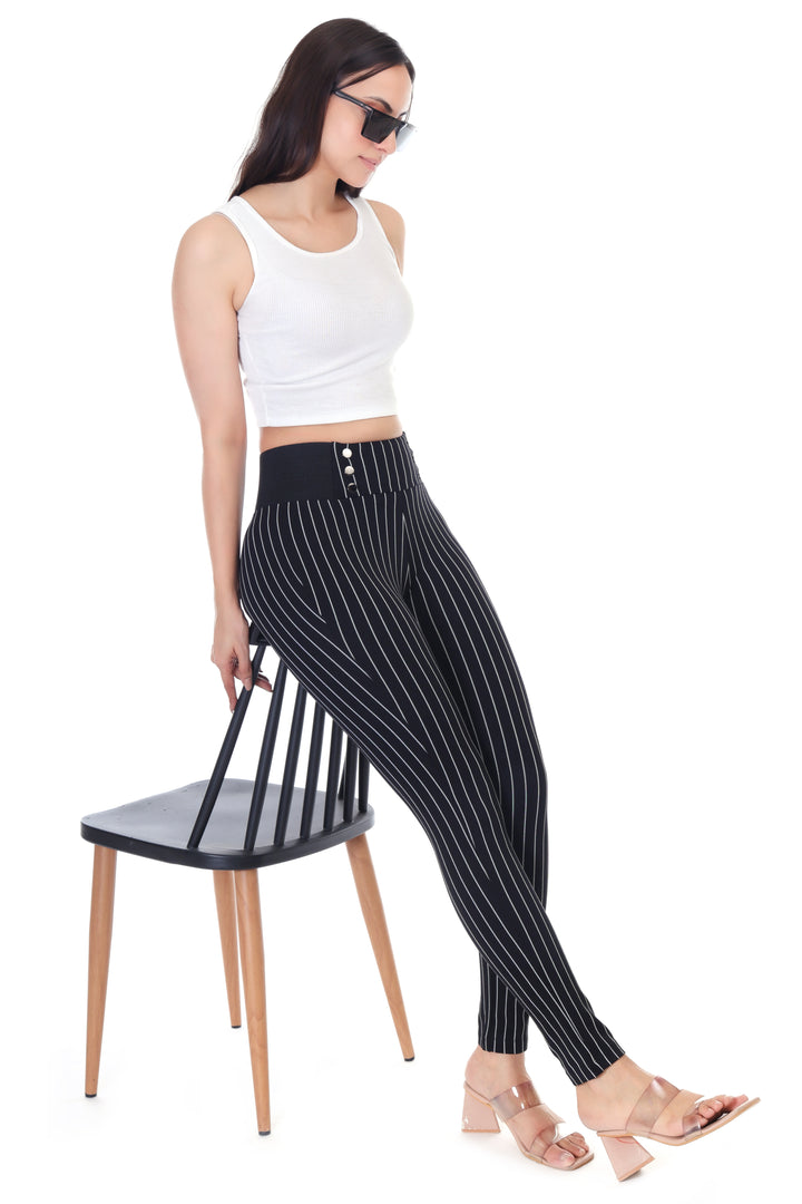 PINSTRIPPED HIGH WAIST JEGGING