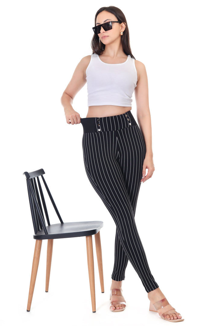 PINSTRIPPED HIGH WAIST JEGGING