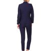 COTTON NOTCHED LAPEL COLLAR NAVY BLUE BLAZER