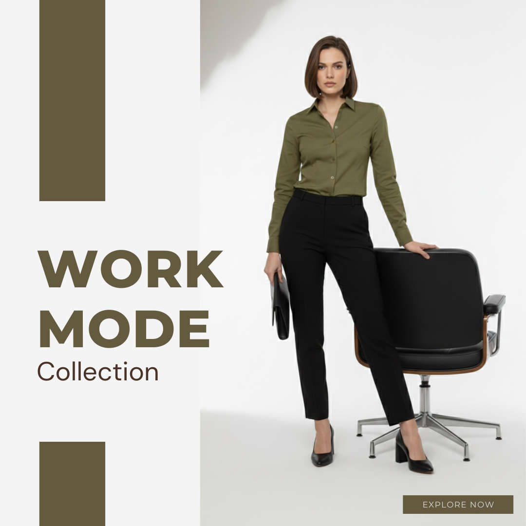 Olive Green Classic Cotton Long-Sleeve Formal Button-Down Shirt for Women
