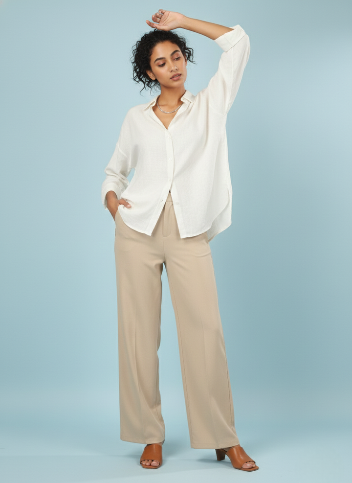 SINGLE BUTTON HIGH RISE FORMAL PANTS
