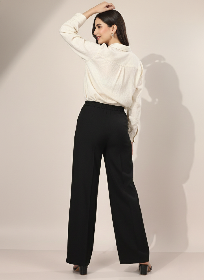 SINGLE BUTTON HIGH RISE FORMAL PANTS