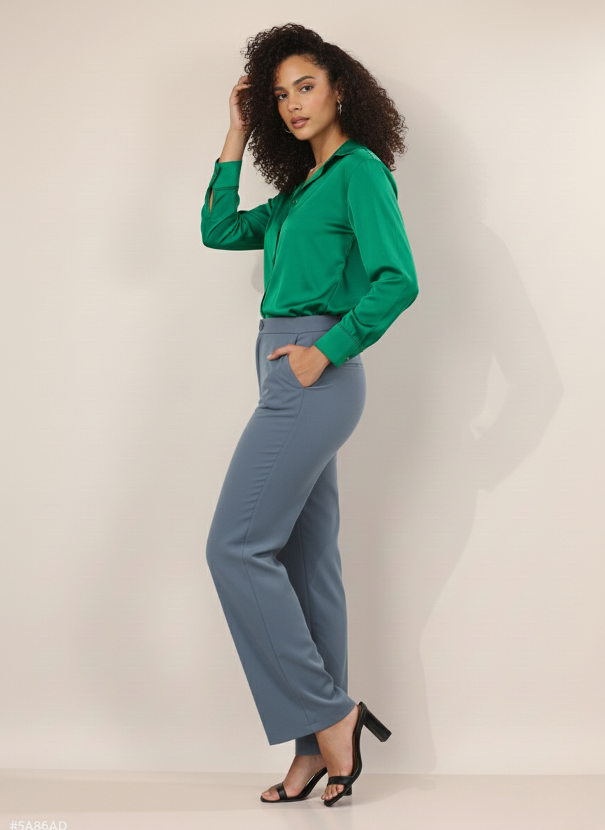 SINGLE BUTTON HIGH RISE FORMAL PANTS