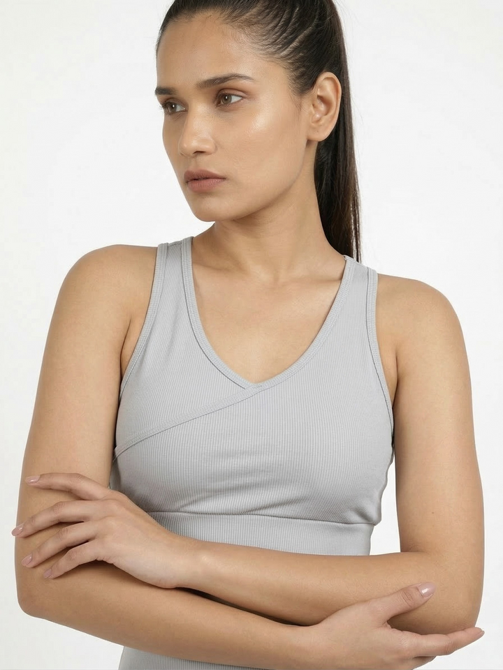 CrissCross Sports Bra Grey
