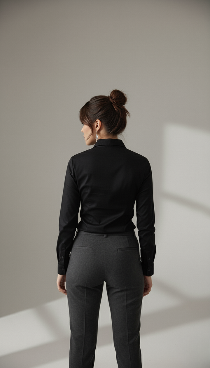 BLACK CLASSIC COTTON LONG-SLEEVE FORMAL SHIRT