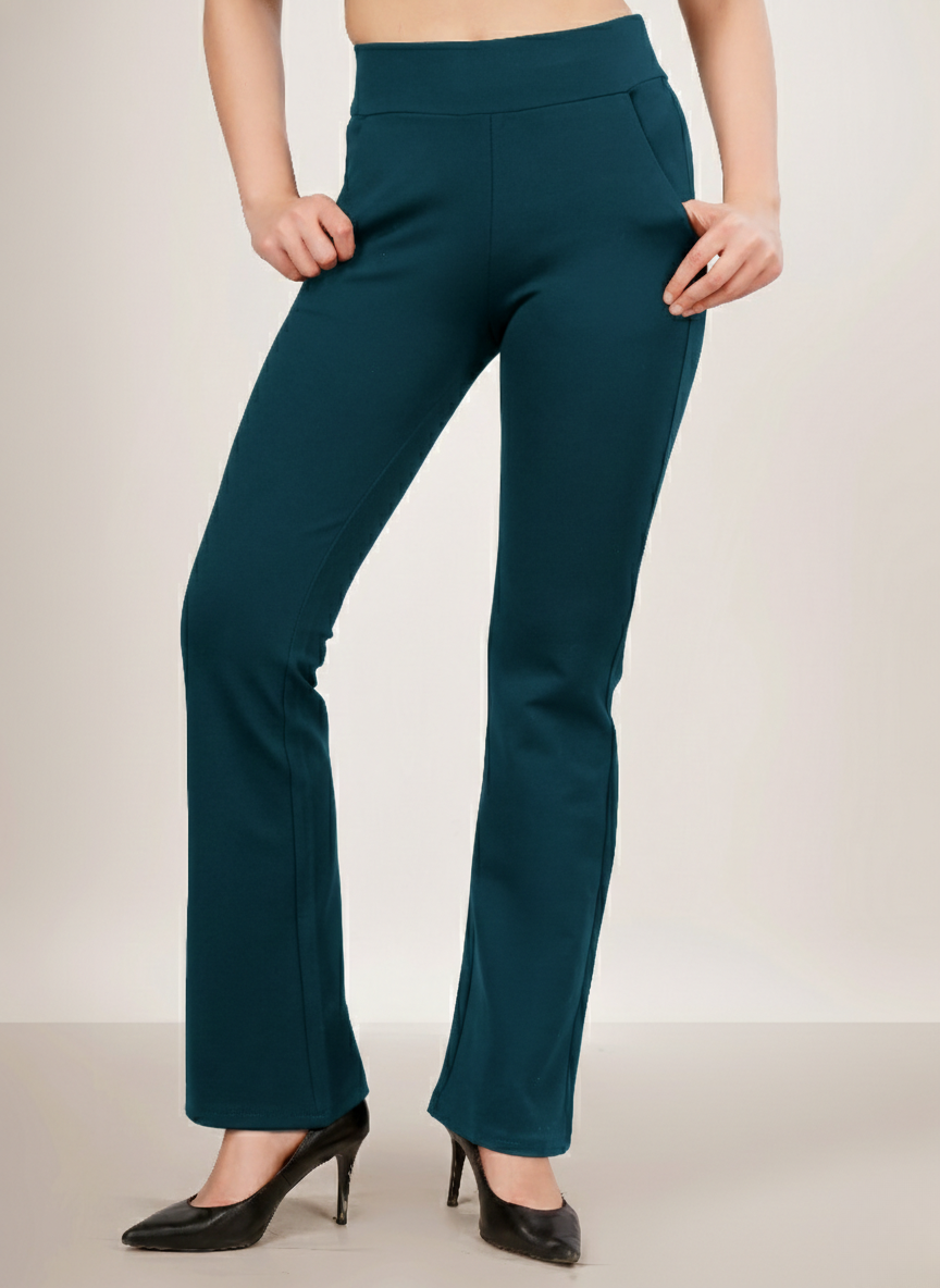 URBAN CONTOUR BELL BOTTOM HIGH WAIST TRANSFORMATIVE TEAL TROUSER
