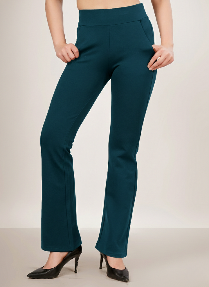 URBAN CONTOUR BELL BOTTOM HIGH WAIST TRANSFORMATIVE TEAL TROUSER