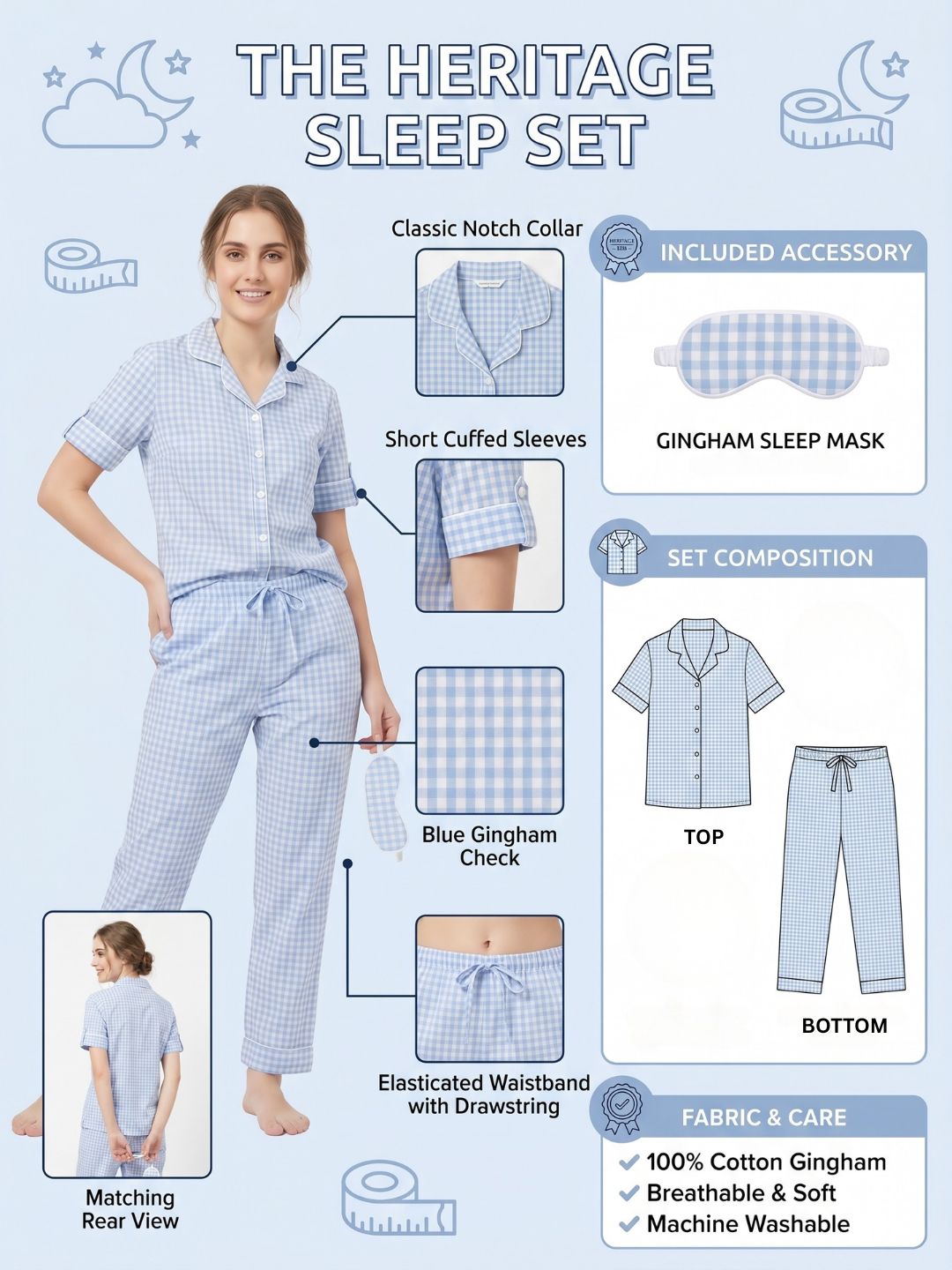 THE HERITAGE SLEEP SET BABY BLUE