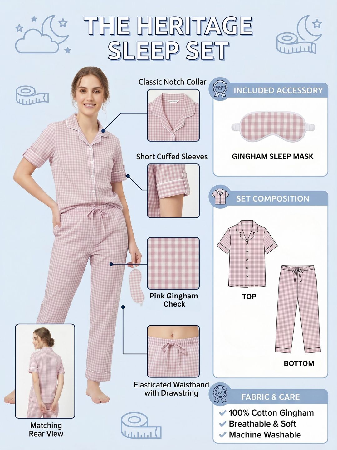 THE HERITAGE SLEEP SET BABY PINK