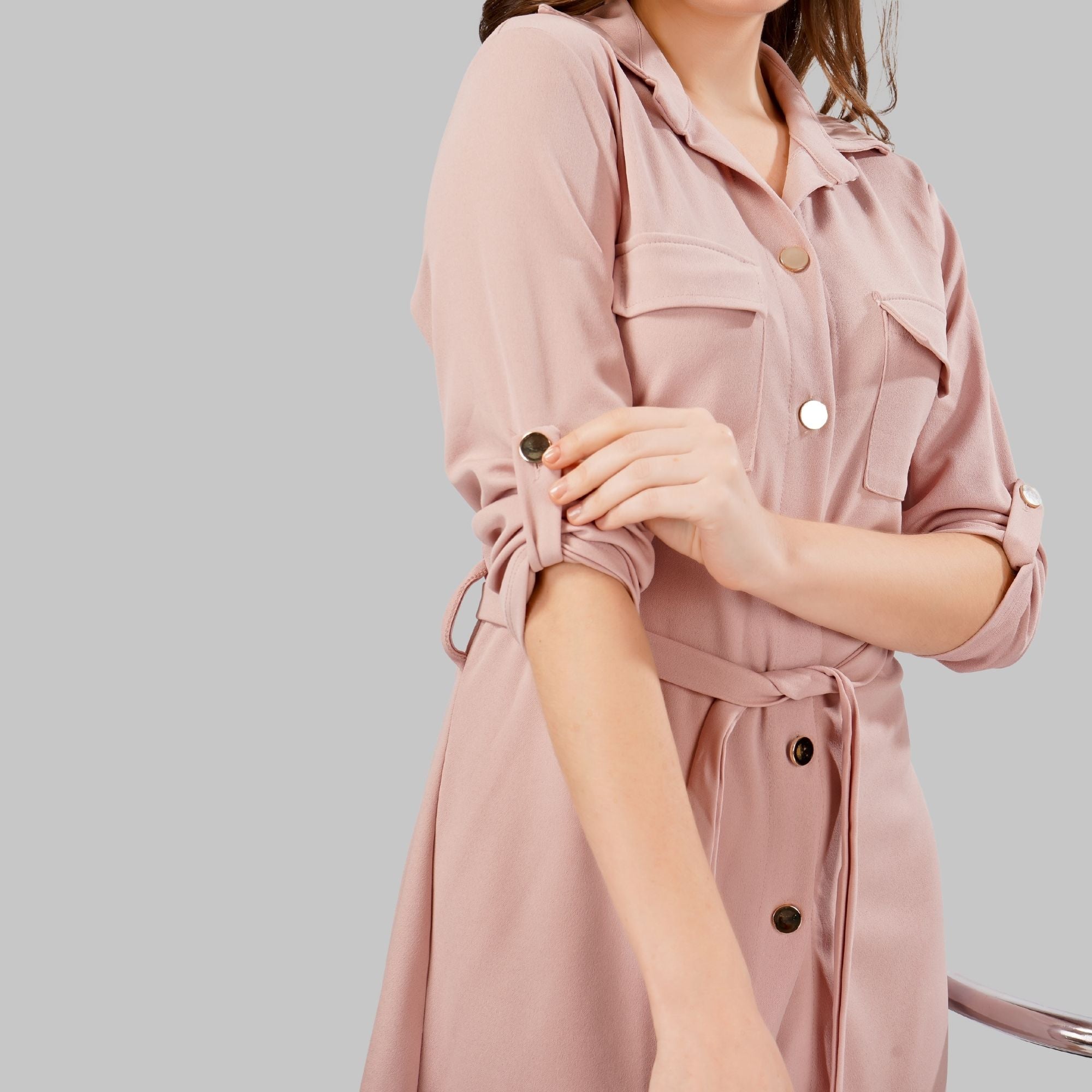 Wrapped Sleeves Short Dress