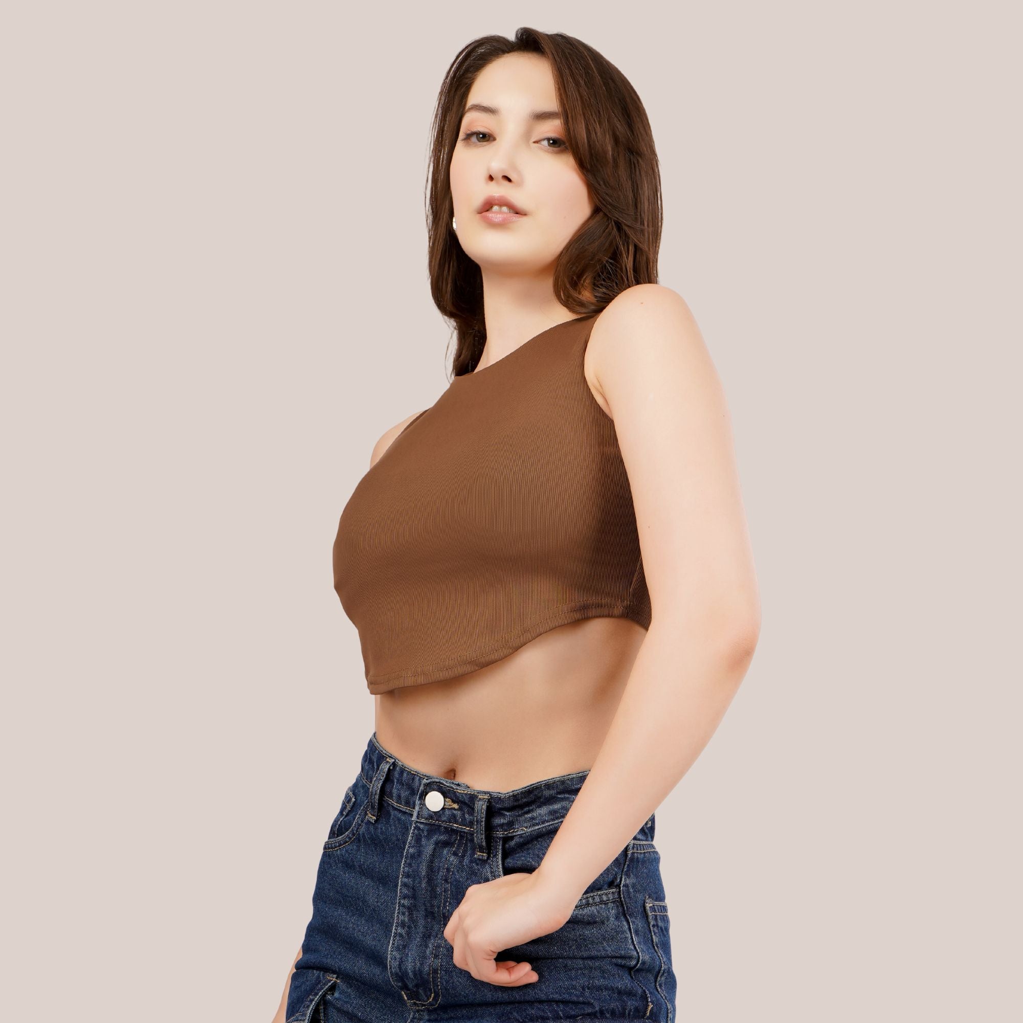 Arc-Hem Ribbed Crop TANK TOP