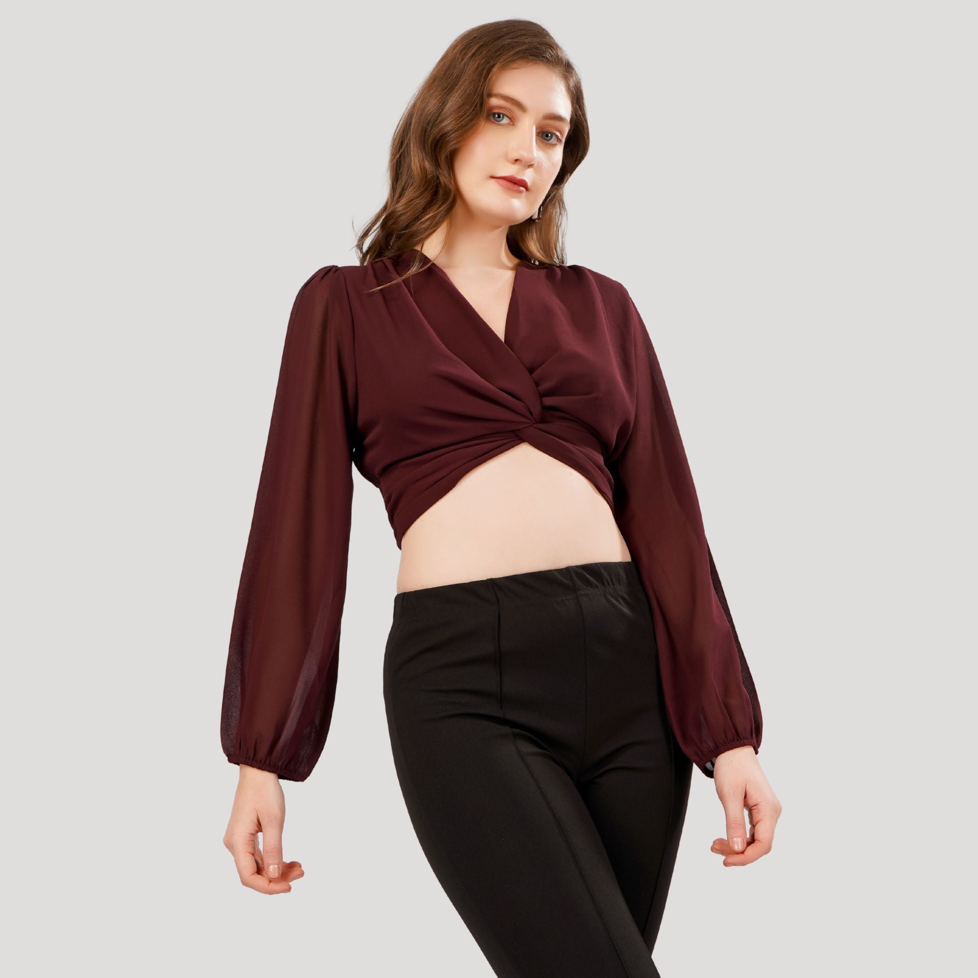 LANTERN SLEEVES CROP TOP