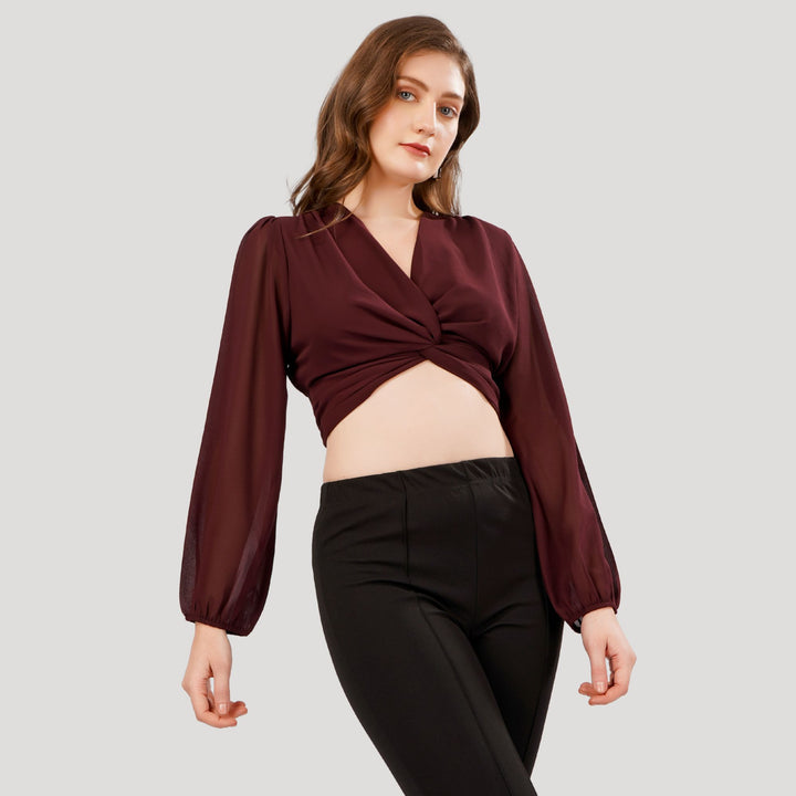 LANTERN SLEEVES CROP TOP