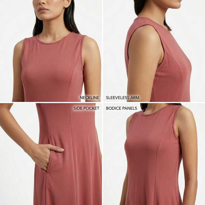 AZURE GRACE FLARED MIDI DRESS VINTAGE ROSE