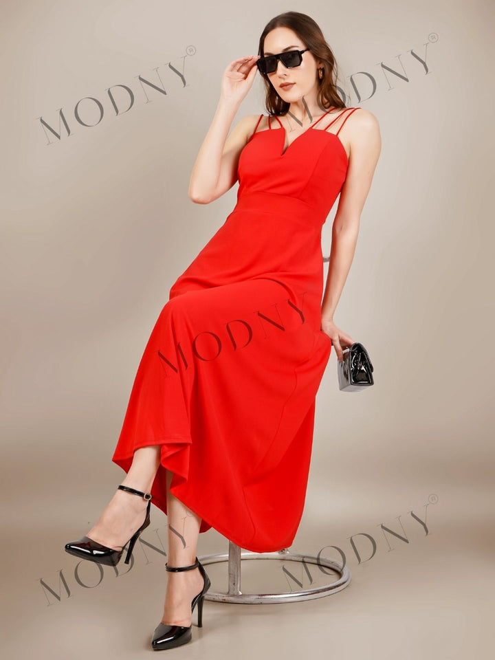 TRIO SRAPPY FLARE MAXI DRESS