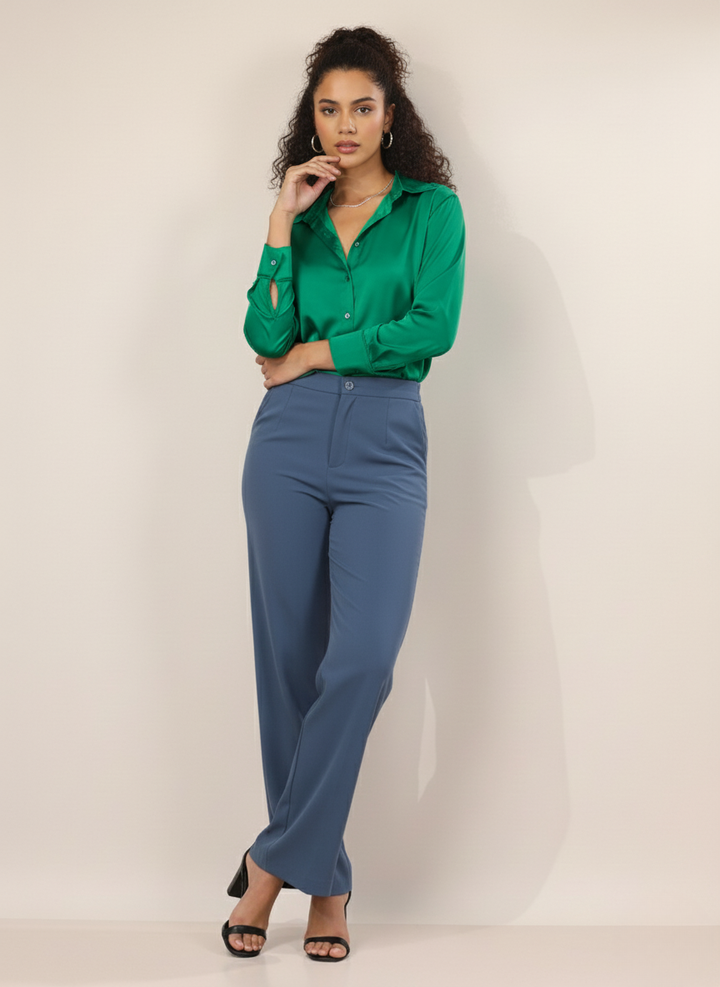 SINGLE BUTTON HIGH RISE FORMAL PANTS