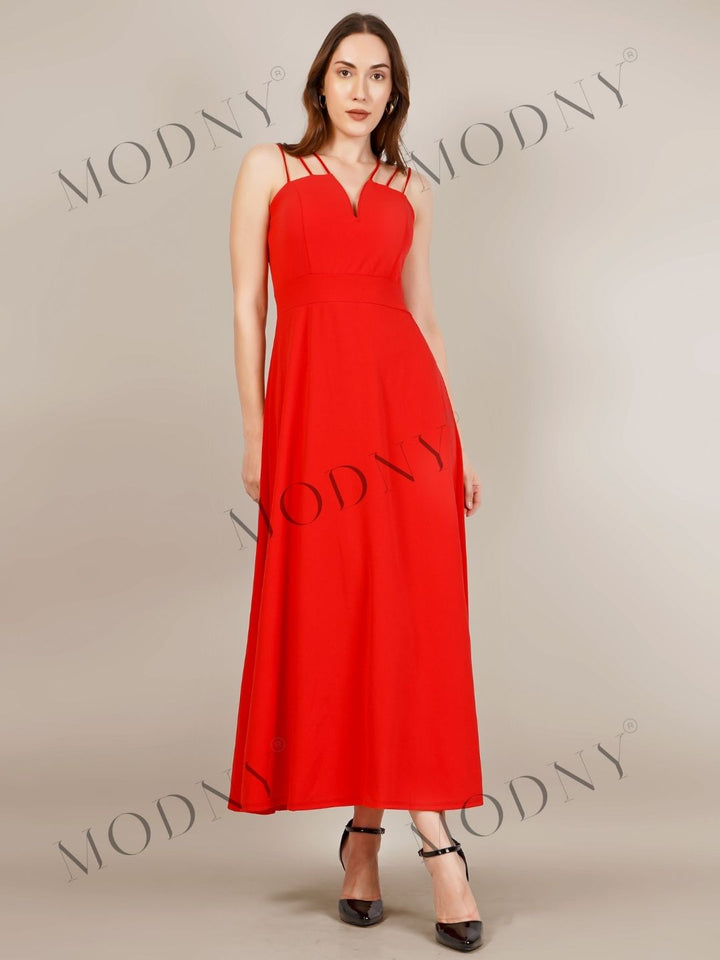 TRIO SRAPPY FLARE MAXI DRESS