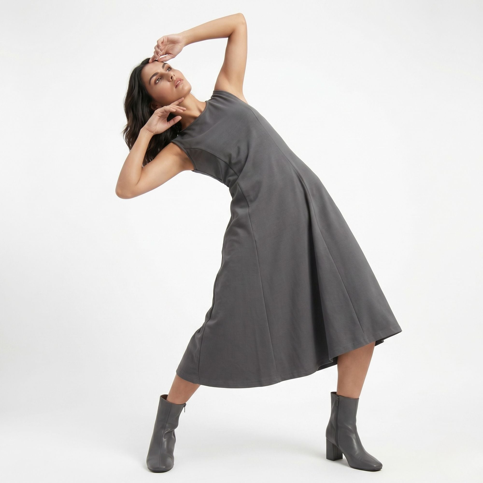 AZURE GRACE FLARED MIDI DRESS