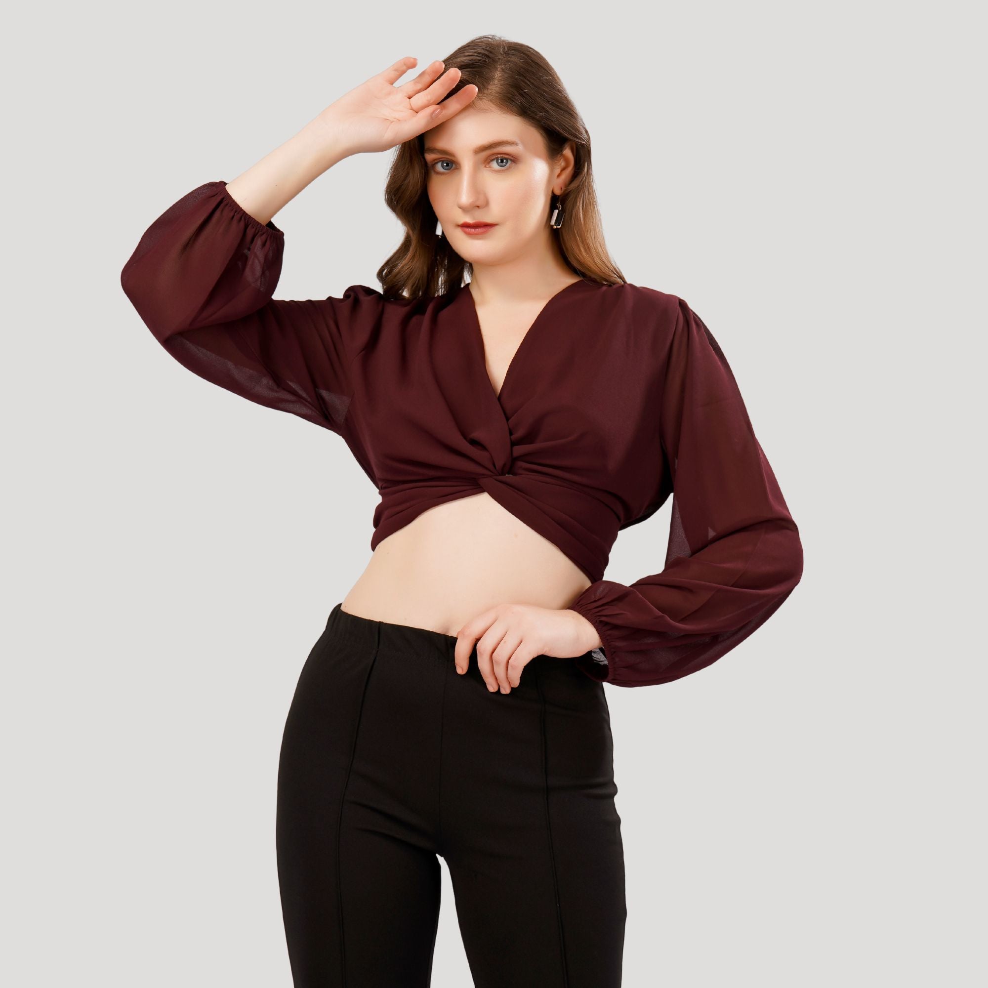 LANTERN SLEEVES CROP TOP